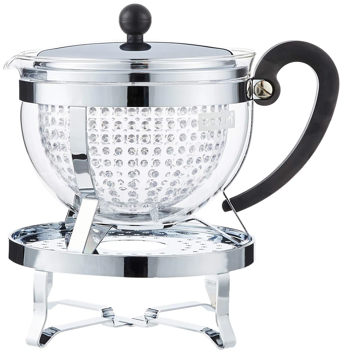 Bodum Chambord Set Teebereiter Rechaud 1,3 Liter Inlusive 2 Stück Doppelwand GläserPavina Teebereiter, 16.8 x 23.1 x 22.3 cm