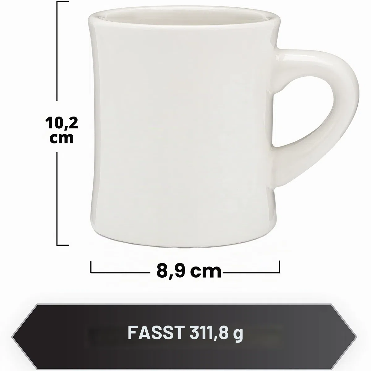 Coletti Off-White-Kaffeetassen-Set mit 4 – Diner-Kaffeetassen 11 oz – Tassenset, Kaffeetassen aus Steingut, Kaffeetassen aus Keramik – Schwerer Retro-Stil – spülmaschinen- und mikrowellenfest