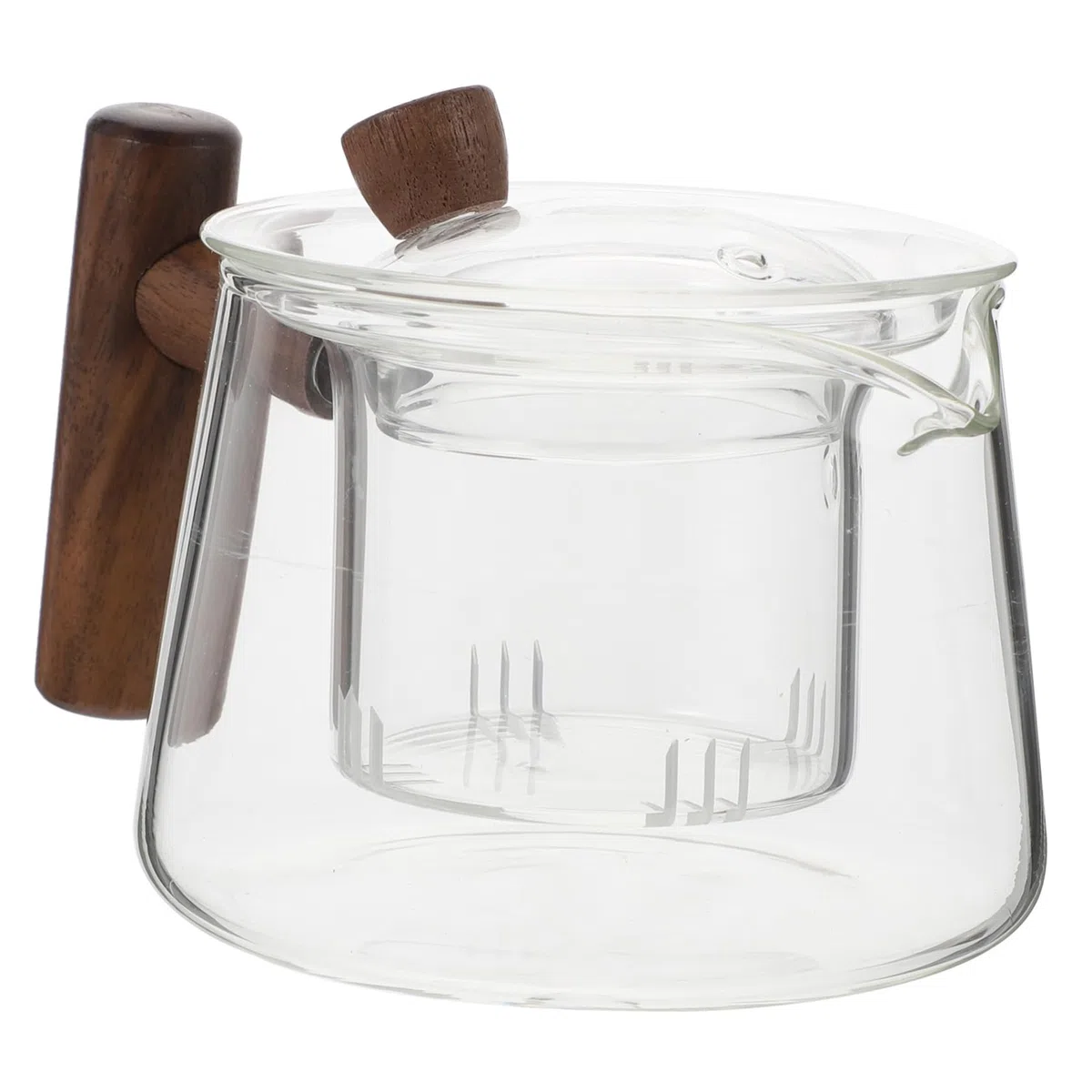 Glasteekanne Hitzebeständig 500 Ml mit Seitlichem Holzgriff Haushaltsteekanne für Losen Tee und Büro