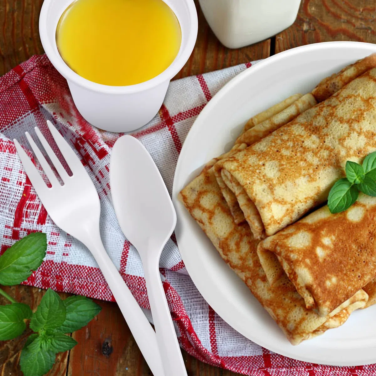 Umweltfreundliche Pappteller, Servietten, Becher und wiederverwendbares Besteck-Set, Geschirr, Essgeschirr-Set für Abendessen, Picknick, Camping, Party, Grillen, 400 Stück