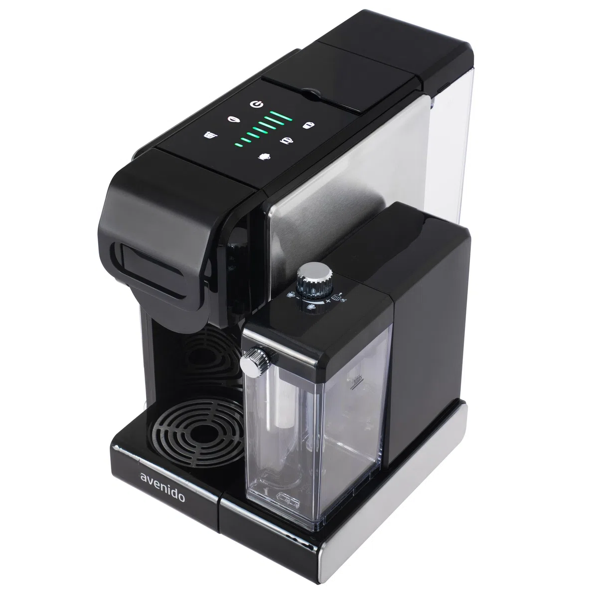 Kaffeemaschine, multikapsel-espressomaschine mit milchaufschäumer, 2850W leistung, 19 bar druck und 7 adapter, edelstahl