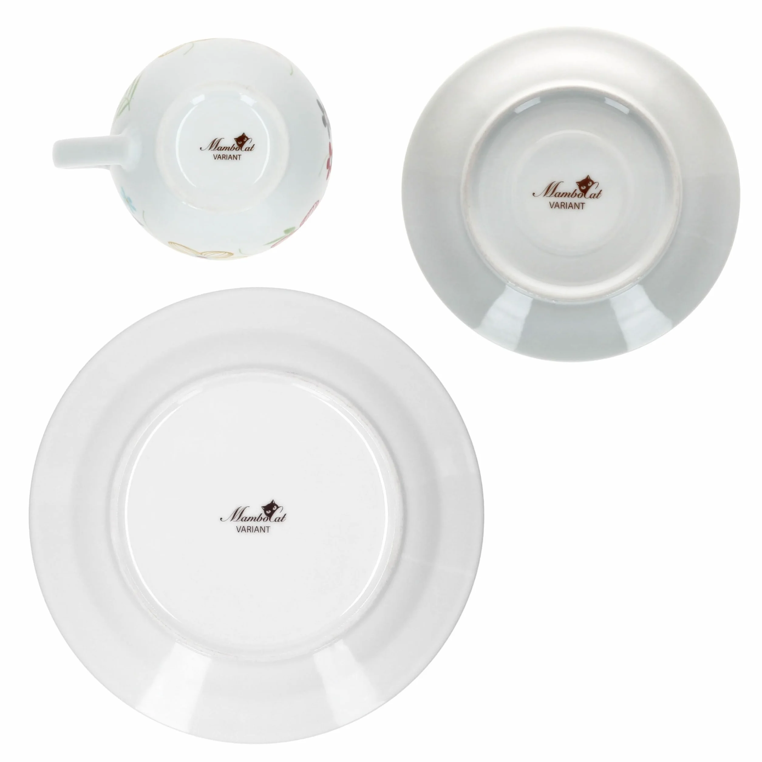 MamboCat Variant Blümchen 18tlg Kaffeeservice I farbige Porzellan-Kaffeeset für 6 Personen I Je 6X Kaffeetassen 200ml, Untertassen & Kuchenteller I buntes Geschirr für Frühstück & Kaffee
