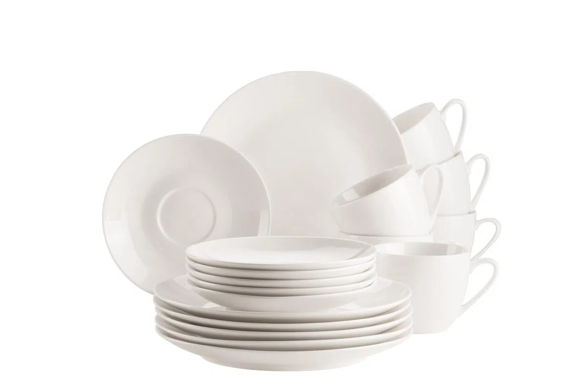 MÄSER 934105 Serie Belmira, klassisches Kaffeeservice für 6 Personen, 18-teiliges Kaffeegeschirr, zeitlos, elegant, filigran, Porzellan, weiß