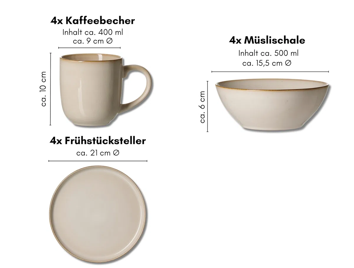 Ritzenhoff & Breker Frühstücksservice Olivia | 12-teilig | beige