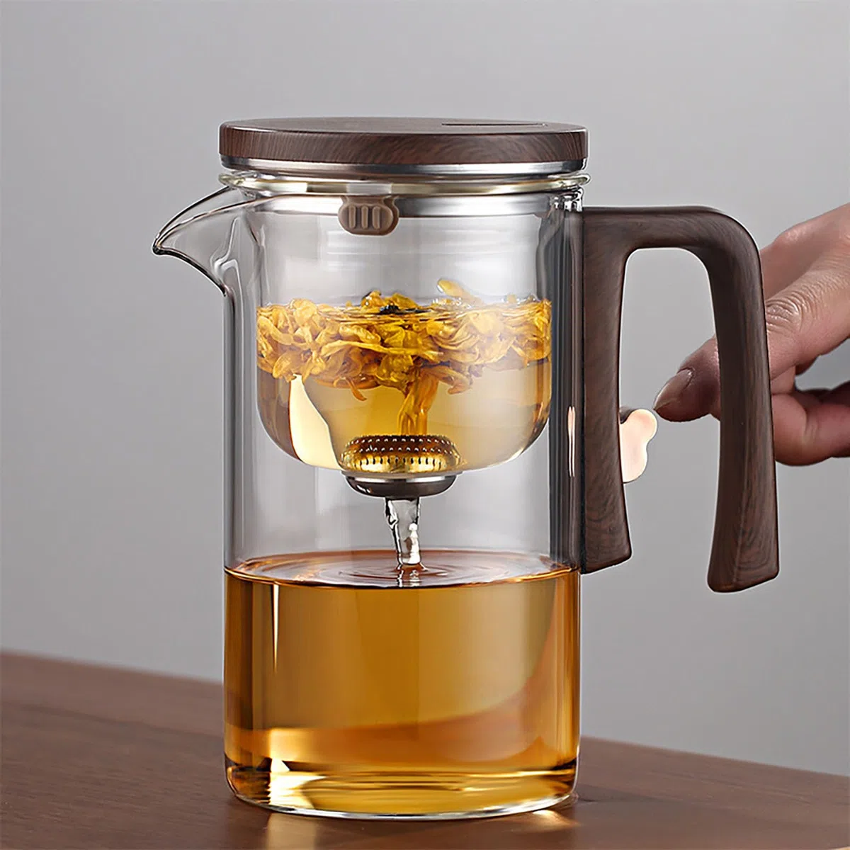 Enchanti-Teekanne, Hexerei-Teekanne, Magische Teekanne mit Sieb, Verzauberte Glas-Teekanne mit Sieb, Magische Teekanne mit Drucksteuerung (720ml)