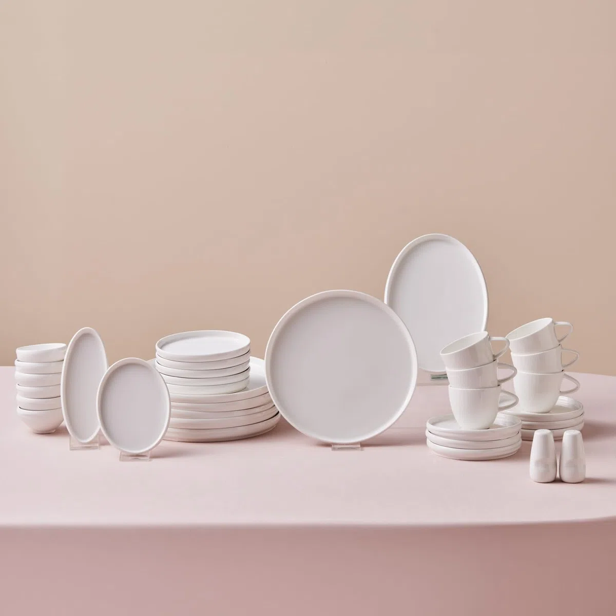 KARACA Stream Bone Sunset 34-teiliges Frühstücksset - Elegantes Bone China Geschirr mit warmen Sonnenuntergangstönen