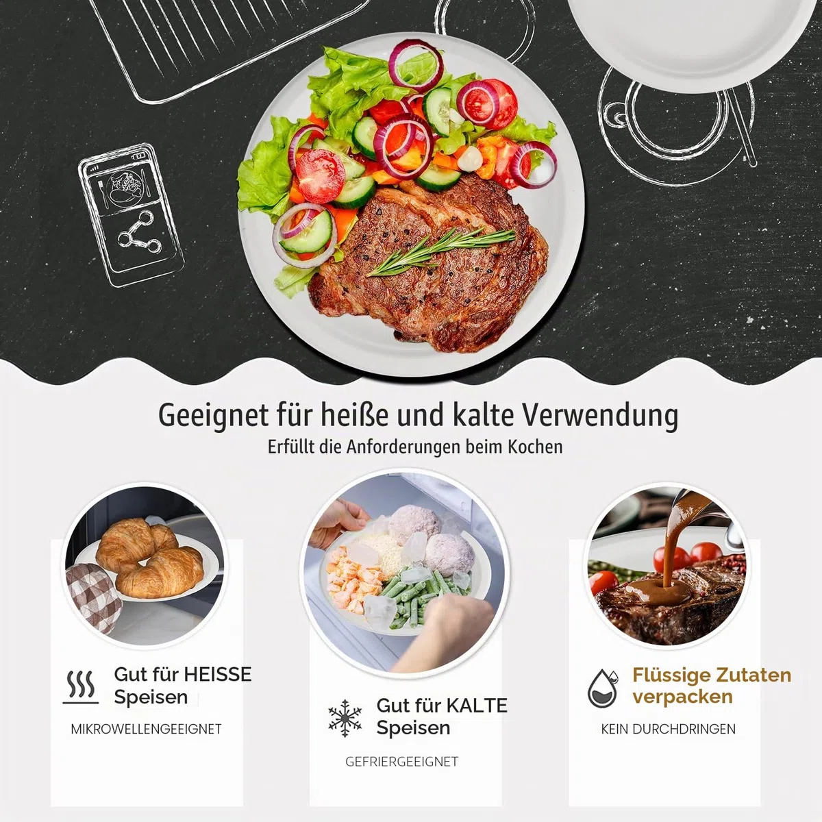 Umweltfreundliche Pappteller, Servietten, Becher und wiederverwendbares Besteck-Set, Geschirr, Essgeschirr-Set für Abendessen, Picknick, Camping, Party, Grillen, 400 Stück