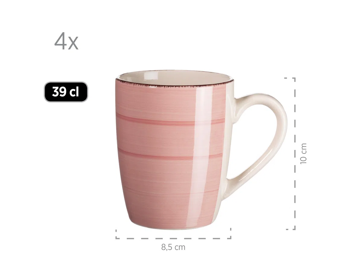 MÄSER 931499 Bel Tempo II 16-teiliges Vintage Geschirr-Set für 4 Personen, handbemaltes Keramik Kombiservice, bunt, Steingut, Rauchblau/Türkis/Grün/Rosa
