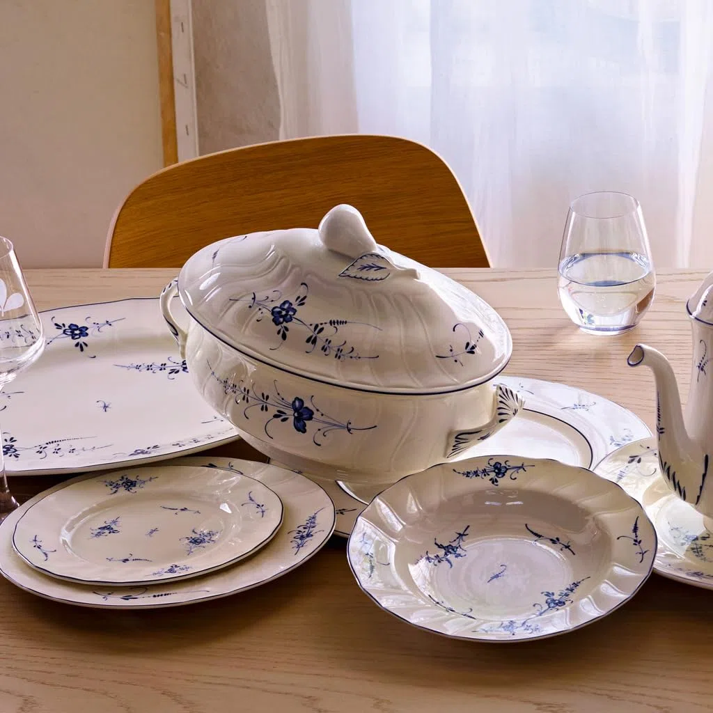 Villeroy & Boch Vieux Luxembourg Terrine, Premium Porzellan, weiß/blau