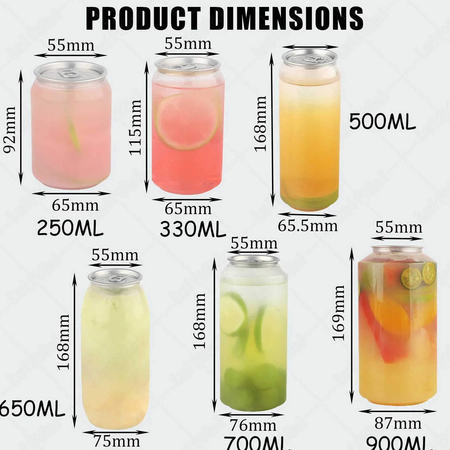 200er-Packung auslaufsichere Einweg-Dosenverschlussbecher aus Kunststoff mit Aluminiumdeckeln, PET-Getränkeflaschen für Boba und Smoothies, kompatibel mit Dosenverschlussmaschinen 330ml