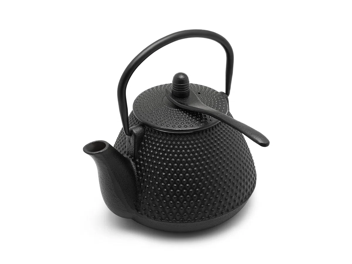 kleine schwarze genoppte gusseiserne Asia Teekanne 0.8 Liter