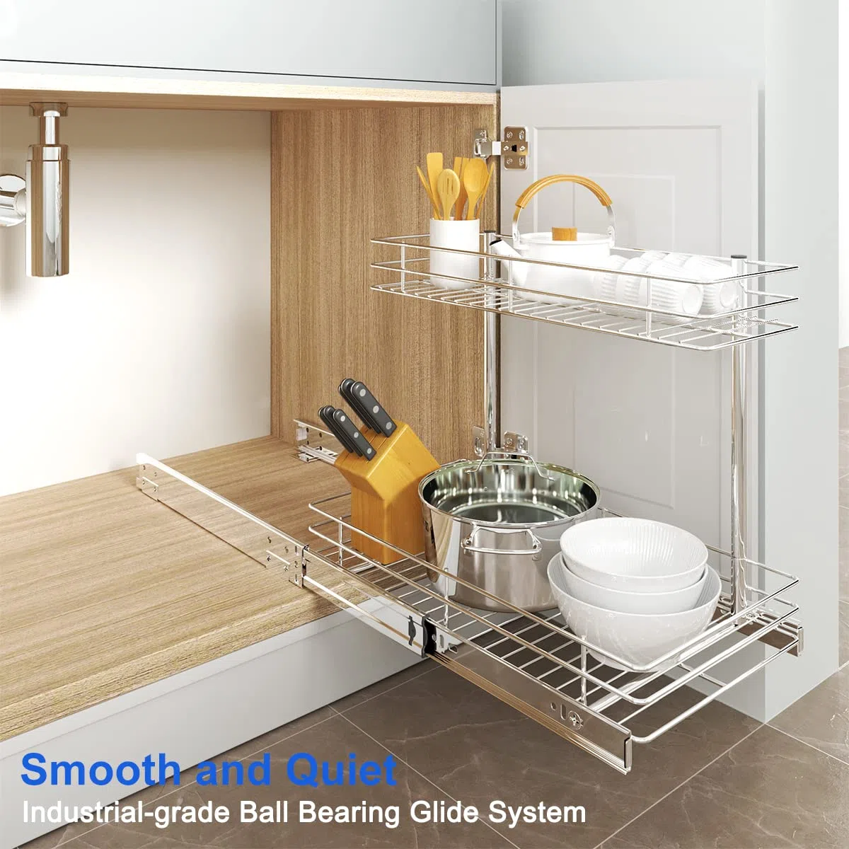 FANHAO 2 Ebenen Unter Spüle Regal, Metall Spüle Regal Unter dem Waschbecken, Küchen Unterschrankregal, Badregal, Ideal für Küche zu Hause Aufbewahrung