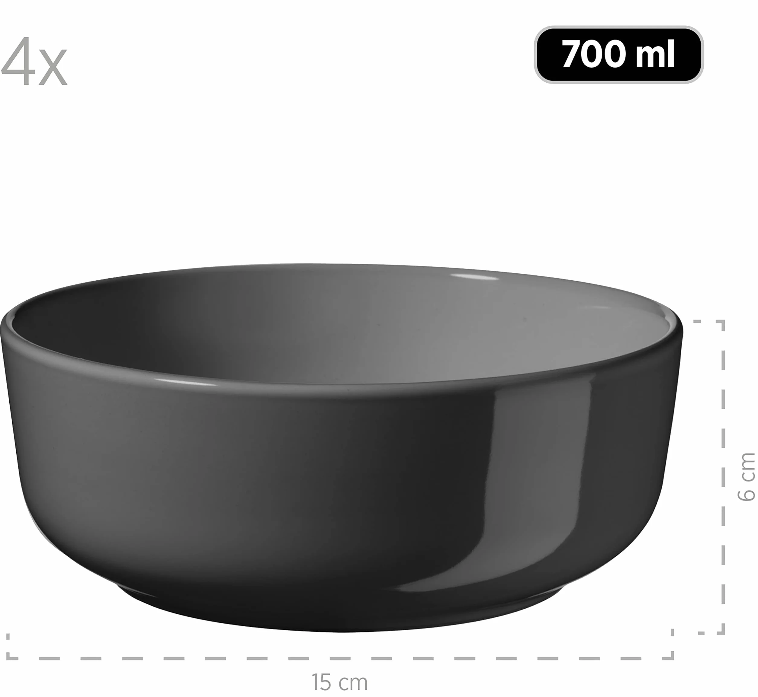 MÄSER Serie Alenia, Geschirr Set für 4 Personen in modernem skandinavischem Design, 16-teiliges Kombiservice aus Keramik in Grau, Steinzeug