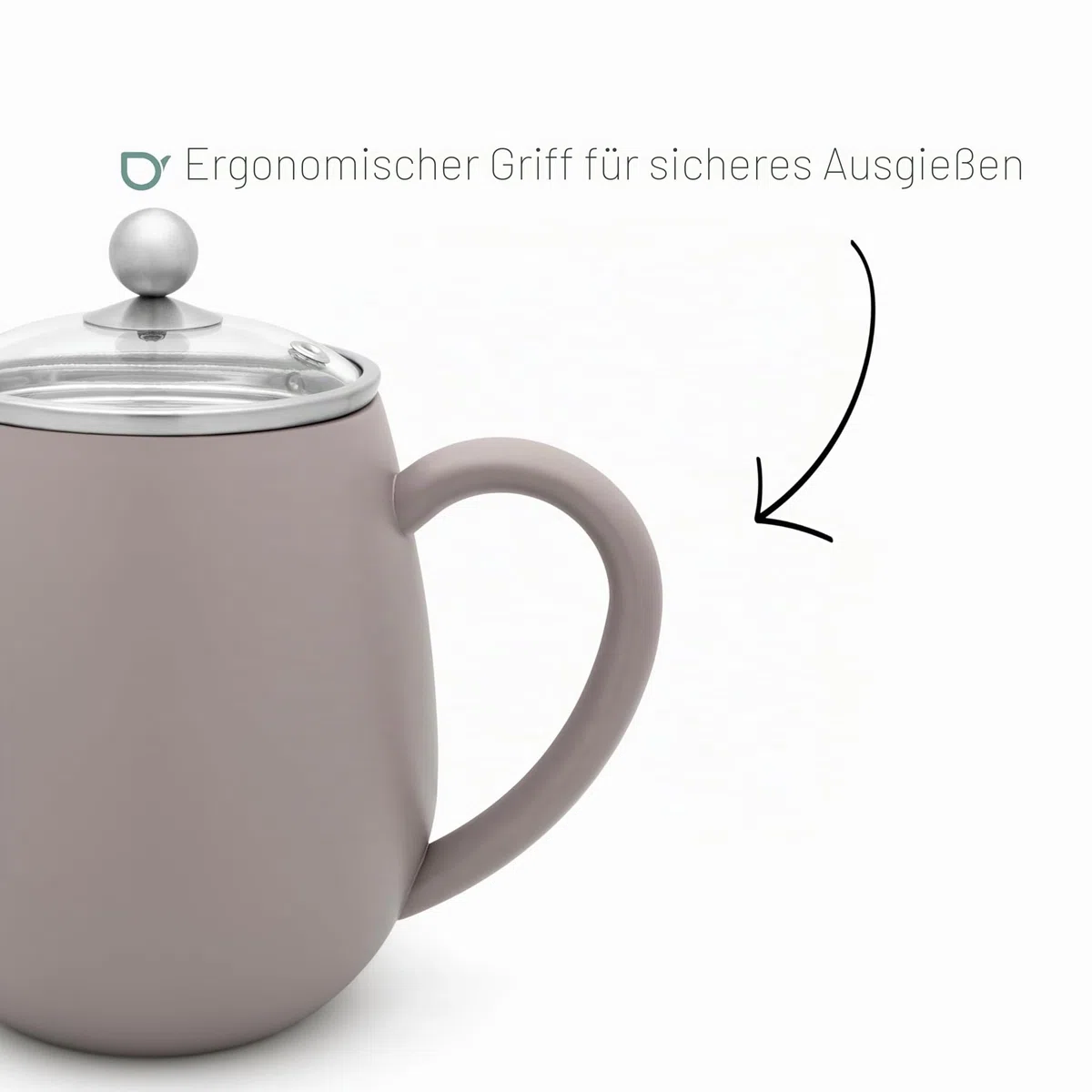 Bredemeijer graue doppelwandige Teekanne 1.1 Liter - isolierende Edelstahl Kanne mit Glasdeckel & Tee-Filter-Sieb | Doppelwandige Tee Kanne für bis zu 1 Stunde warmen Tee, Teezubereiter mit Glasdeckel und Teesieb, tropffreies Ausgießen