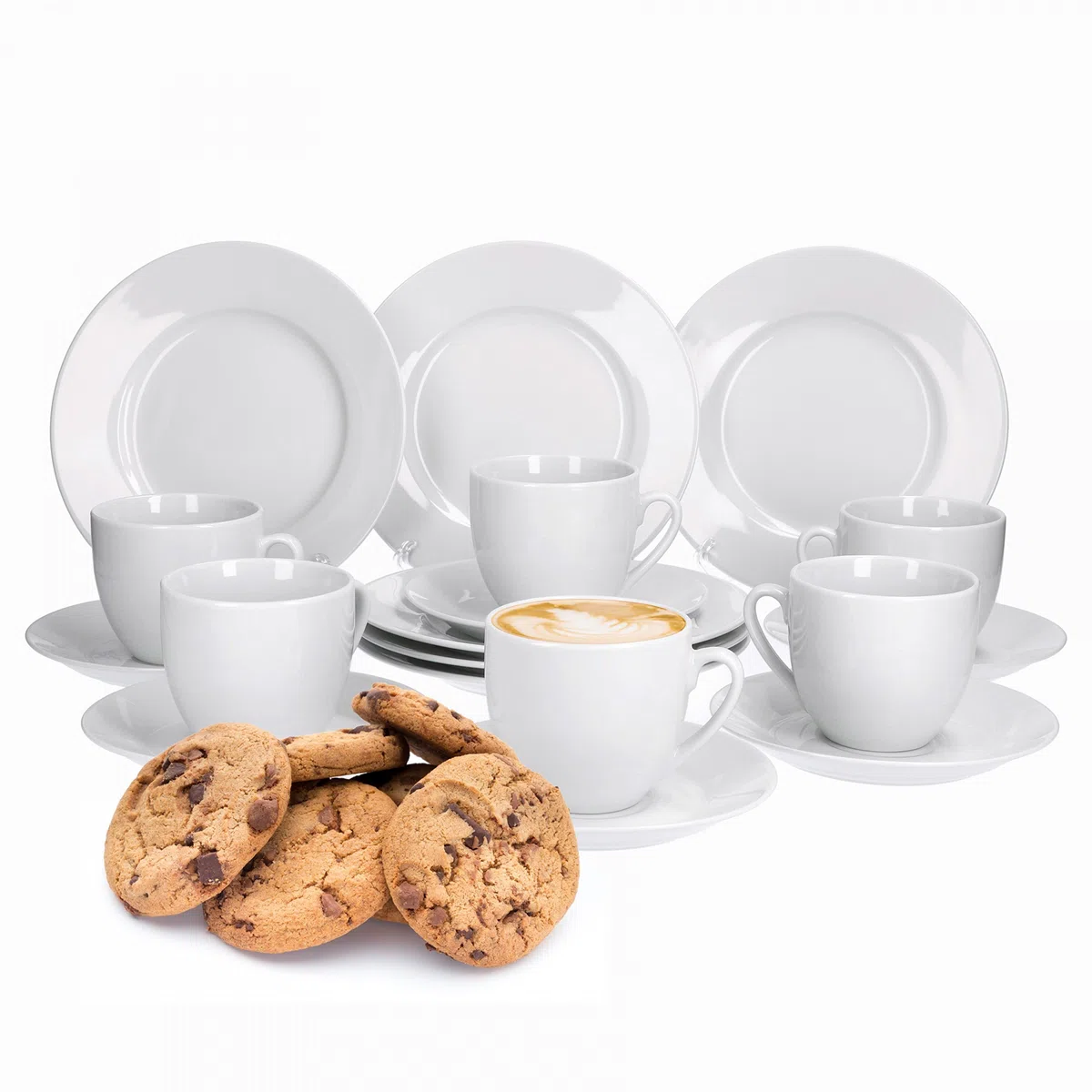Van Well Geschirrset Kaffeeservice für 6 Personen Porzellan Spülmaschinenfest Mikrowellengeeignet