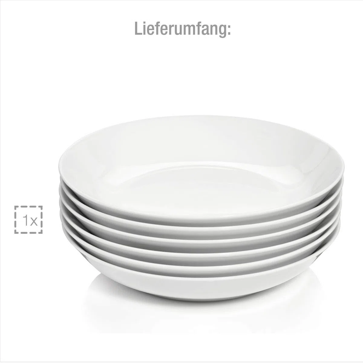 Sänger | Suppenteller New Port tief, 6-teiliges Set aus Porzellan, Suppenschalen, Teller Set in Weiß 450 ml | PREMIUM COLLECTION