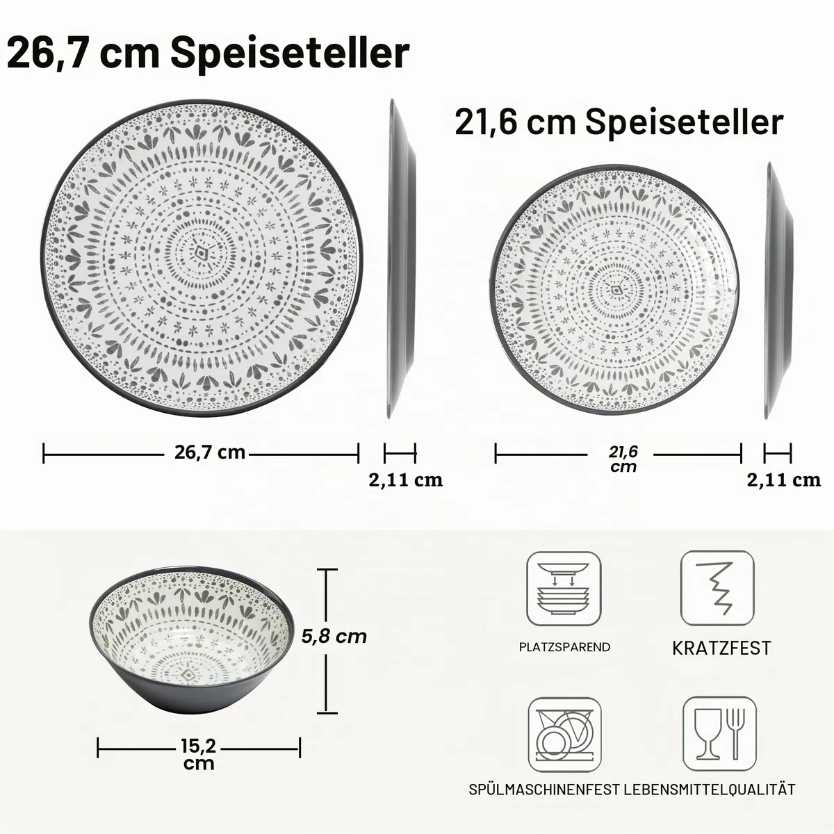 24PCS Melamin Geschirrset Campinggeschirr für 4 Personen, Teller Set & Tafelservice mit Besteck - für Unterwegs & Outdoor