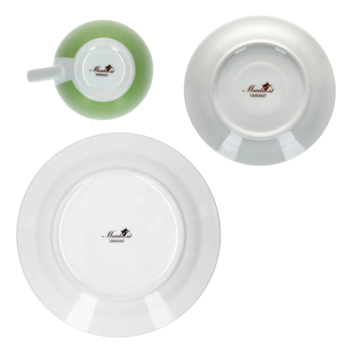 MamboCat Variant Grün 18tlg Kaffeeservice I farbige Porzellan-Kaffeeset für 6 Personen I Je 6X Kaffeetassen 200ml, Untertassen & Kuchenteller I buntes Geschirr für Frühstück & Kaffee