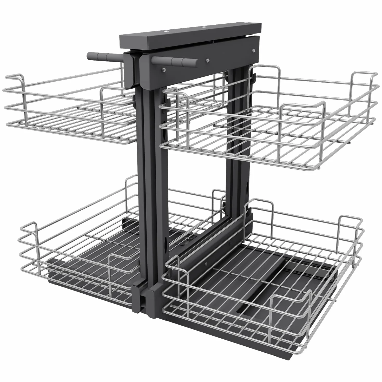 VADANIA Ausziehbarer Küchenschrank Organizer für Blinde Ecken, 800 mm, 2-stöckiger Korb Aufbewahrung, Softclose, Bodenmontage, Links- und Rechtsöffnung kompatibel