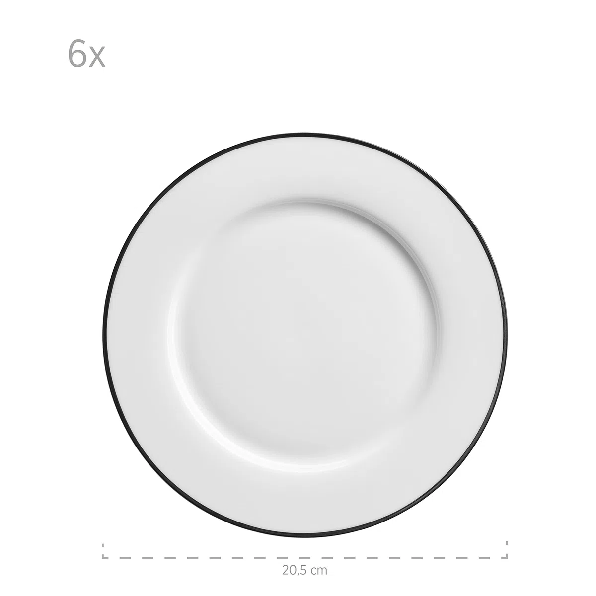 Mäser, Serie Nola, Kaffeeservice 6 Personen modern, Weiß mit Schwarzem Rand, 18-teiliges Geschirr Set mit Kaffeetassen, Untertassen & Dessertteller - Rundes Kaffeegeschirr, Kaffeeset, Weiß