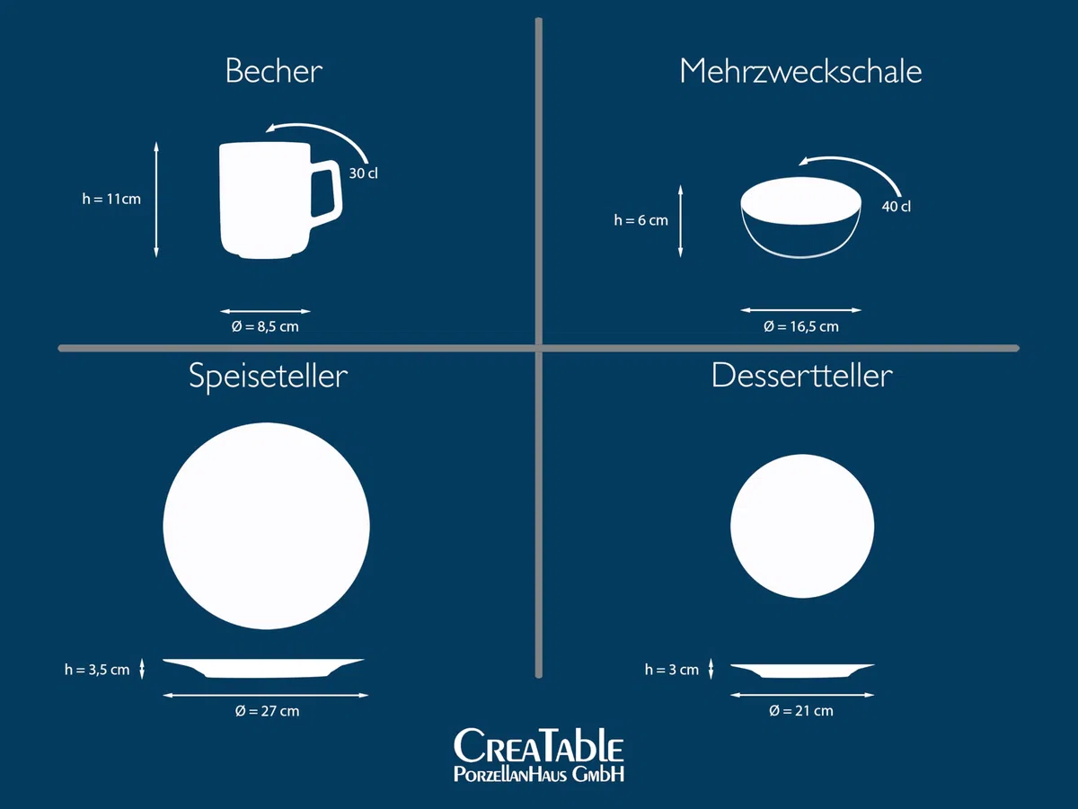 CreaTable, 20157, Serie Nature Collection, 16-teiliges Geschirrset, Kombiservice aus Steinzeug, spülmaschinen- und mikrowellengeeignet, Qualitätsproduktion
