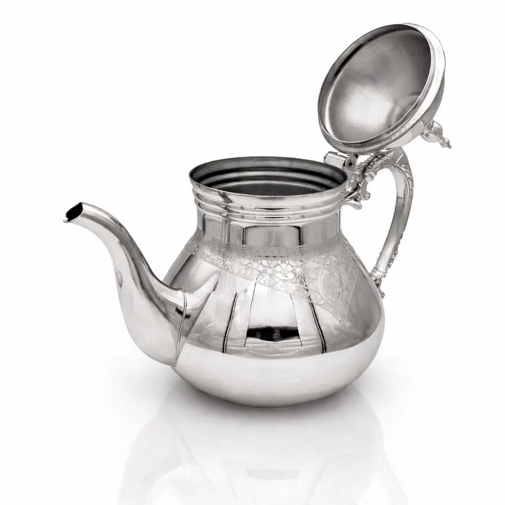 Marokkanische Teekanne Agadir, Rosé-Gold & Silber, 0,8l-1,6l, Induktion geeignet, alle Herdarten, traditionelle Teekanne, Berrad, Cay Kanne (Silber, 1,6l)