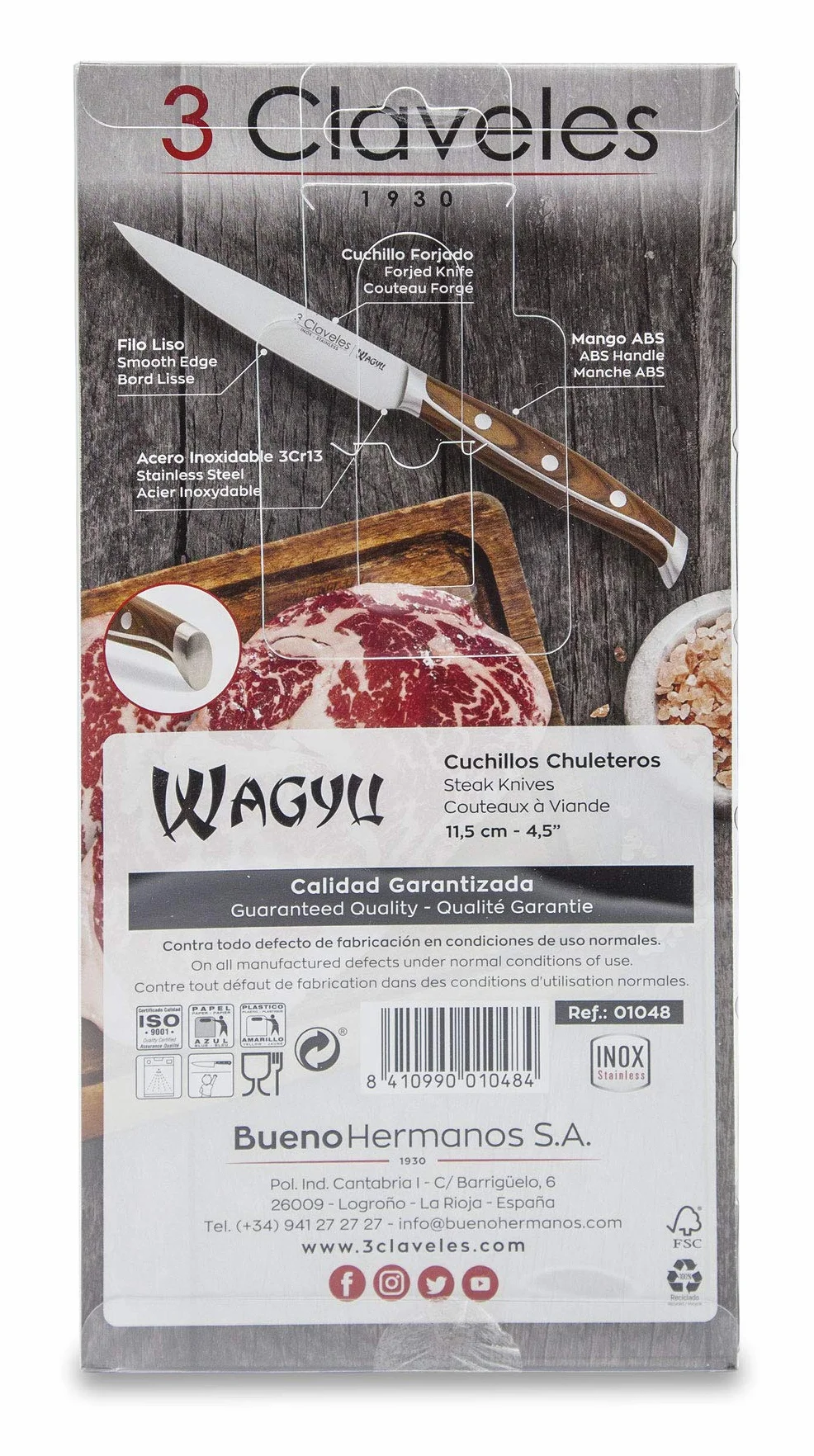 SET 4 CUCHILLOS CHULETEROS WAGYU 11,5 cm - 4,5" E 3C