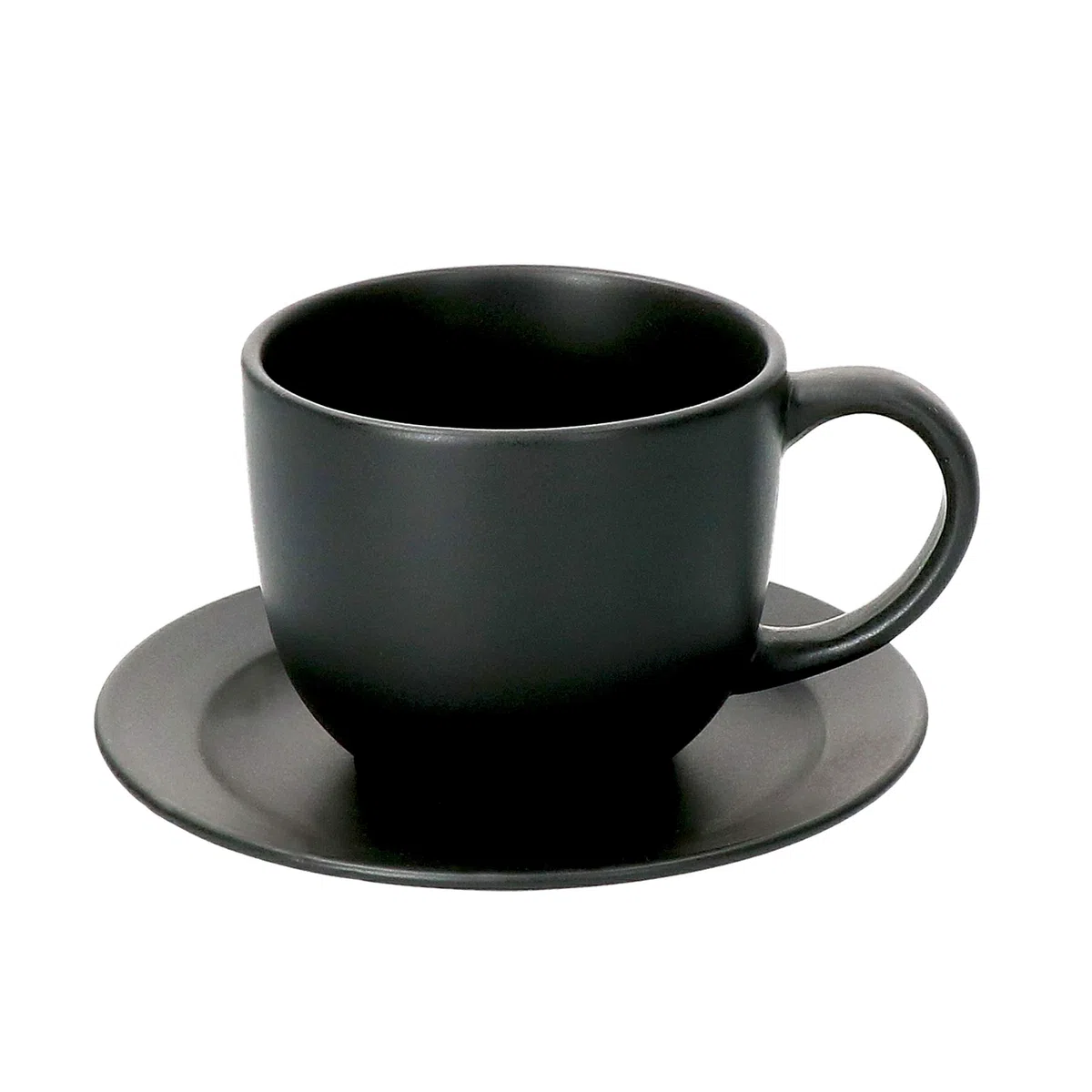 MamboCat 18-teiliges Kaffee-Service Lampart Nero I modernes Steingut-Geschirr-Set für 6 Personen - im modernen Ethno-Stil I Tassen Unterteller Kuchenteller I Kaffeeservice 6 Personen Schwarz matt