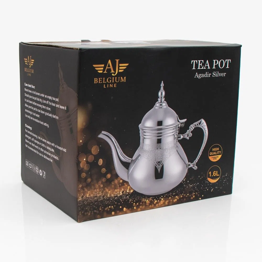 Marokkanische Teekanne Agadir, Rosé-Gold & Silber, 0,8l-1,6l, Induktion geeignet, alle Herdarten, traditionelle Teekanne, Berrad, Cay Kanne (Silber, 1,6l)