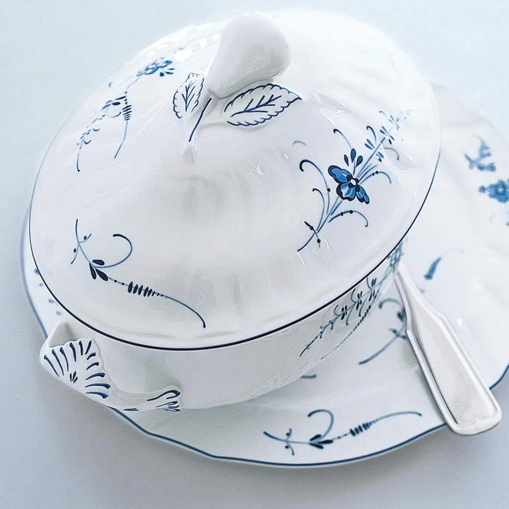 Villeroy & Boch Vieux Luxembourg Terrine, Premium Porzellan, weiß/blau
