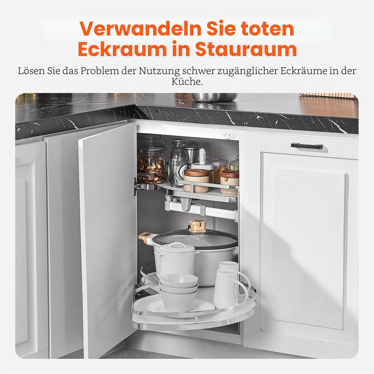 VEVOR Eckschrank-Organizer nach rechts, ausziehbarer Organizer für Jalousieschrank, 2-stufiges, höhenverstellbares Schwingtablett, sanft schließender Küchen-Organizer, rechts zu öffnen