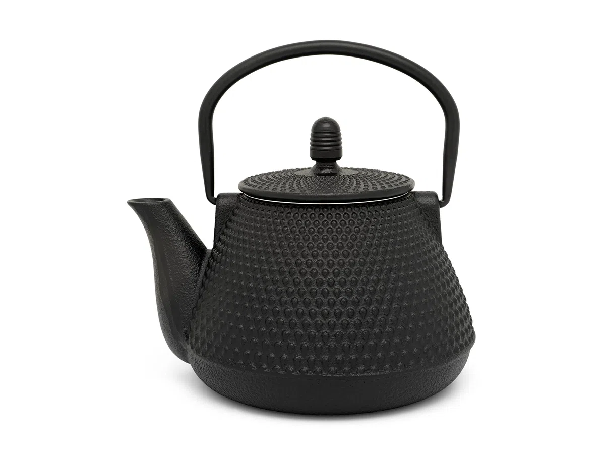 kleine schwarze genoppte gusseiserne Asia Teekanne 0.8 Liter