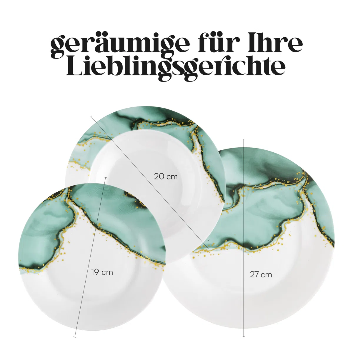 Baroni Home 18-teiliges Tafelservice aus Porzellan, Tellerservice für 6 Personen, Marmor-Stil