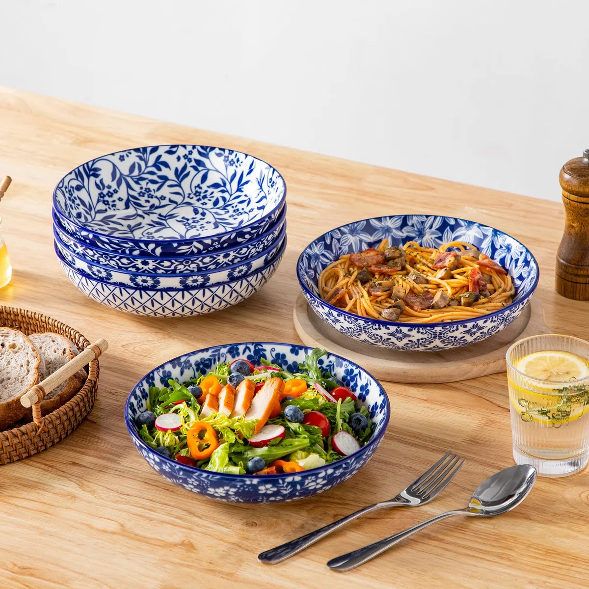 vancasso Pastateller aus Porzellan, SELENE Suppenteller 6-tlg 1200ml, Mehrzweckschalen für Nudel, Spaghetti, Pasta, Salat