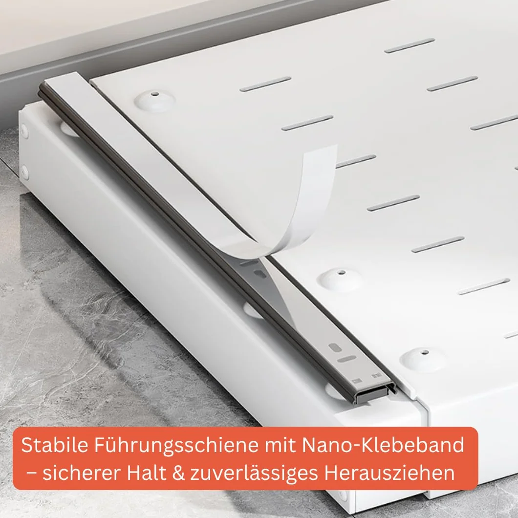 Teleskopschublade Küche 52cm Tief 2er Ausziehschublade Breite 32-50 cm verstellbar Kleben Schrauben Metallschienen