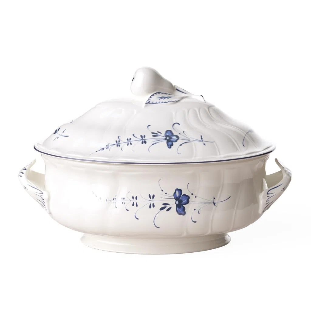 Villeroy & Boch Vieux Luxembourg Terrine, Premium Porzellan, weiß/blau
