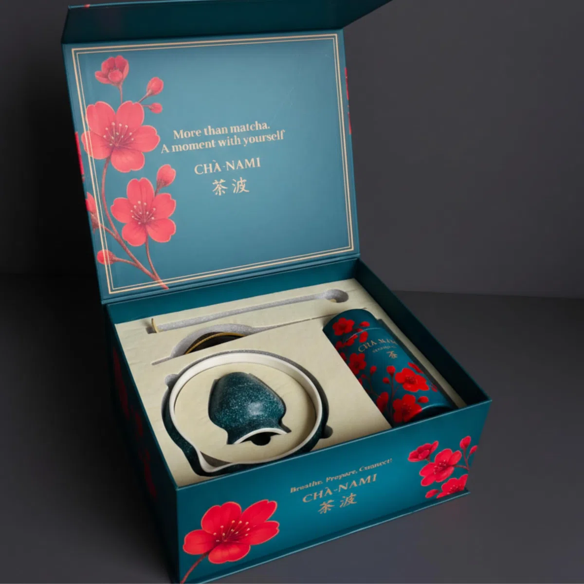 Matcha Set Classic 5-teilig, japanisches Matcha Zubehör Set mit Keramikschale, 100-Borsten-Chasen, Bambuslöffel, Edelstahlsieb und Keramikhalter