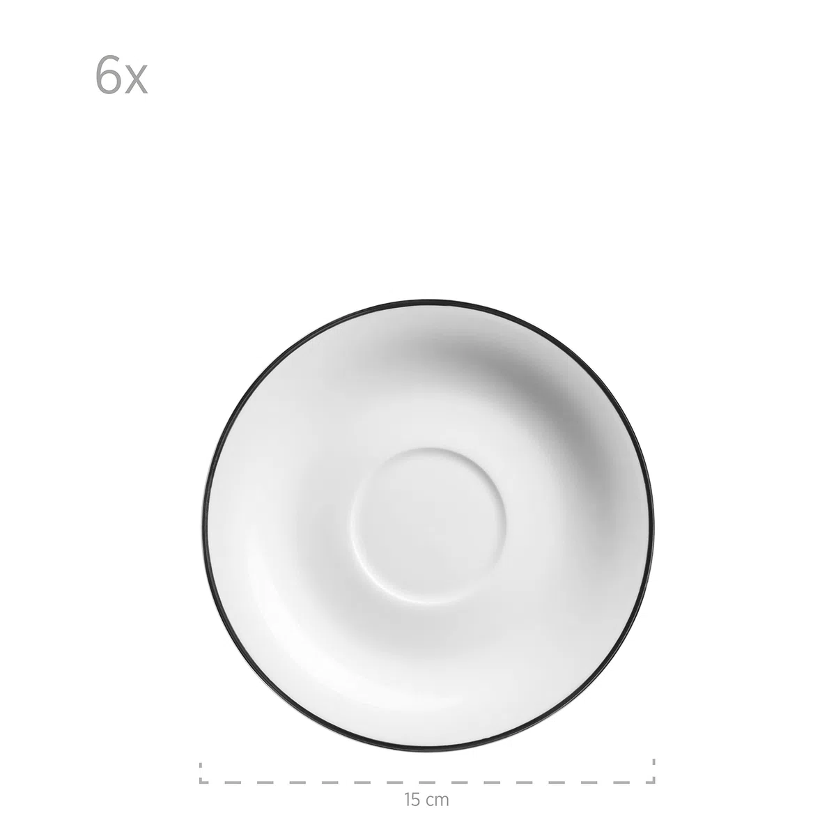 Mäser, Serie Nola, Kaffeeservice 6 Personen modern, Weiß mit Schwarzem Rand, 18-teiliges Geschirr Set mit Kaffeetassen, Untertassen & Dessertteller - Rundes Kaffeegeschirr, Kaffeeset, Weiß