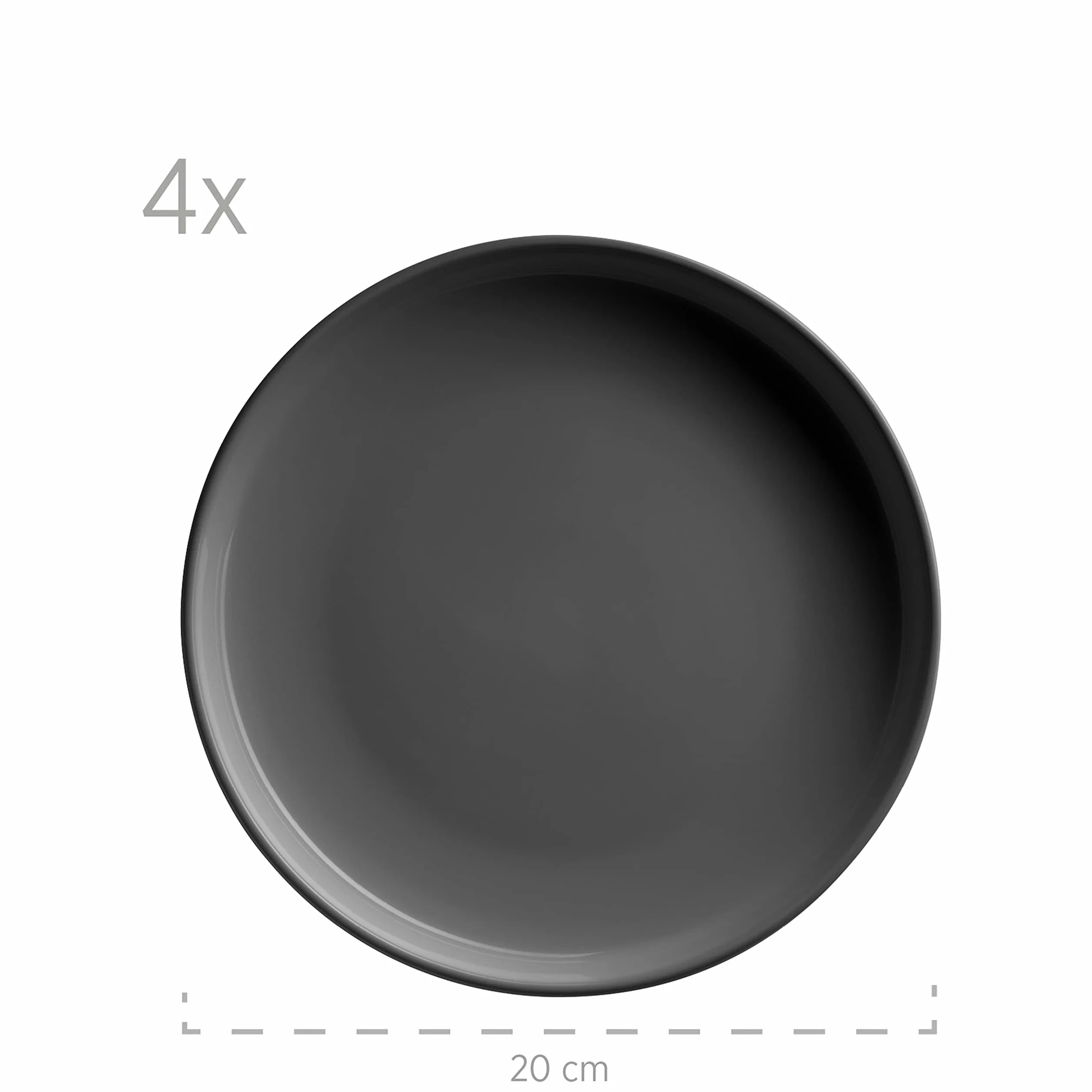 MÄSER Serie Alenia, Geschirr Set für 4 Personen in modernem skandinavischem Design, 16-teiliges Kombiservice aus Keramik in Grau, Steinzeug